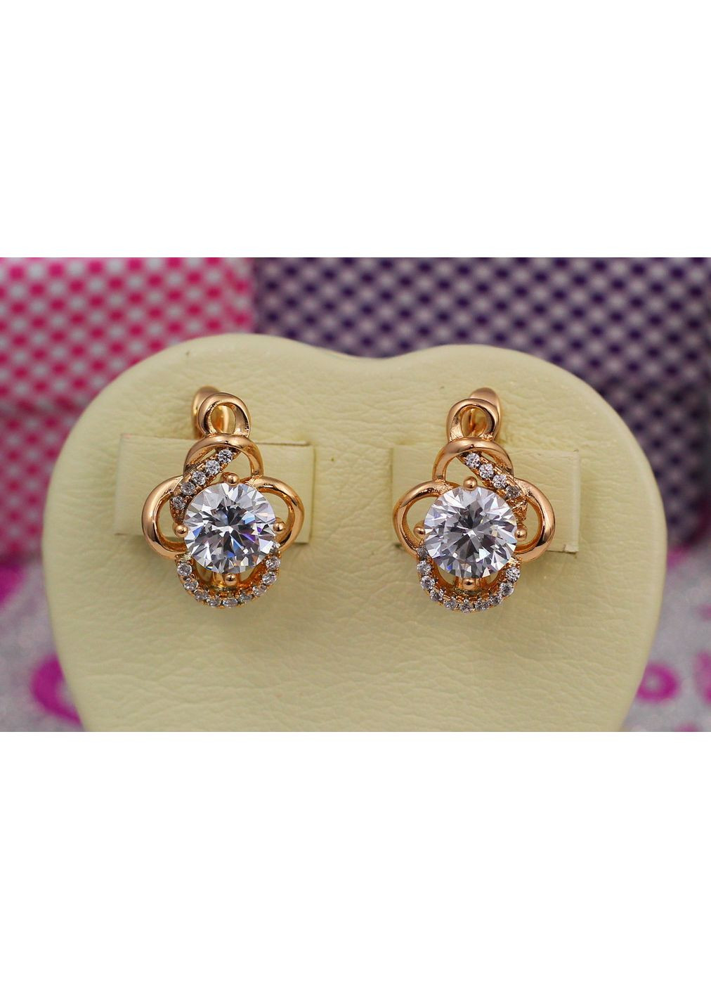 Сережки завитки з каменем 1,8 см золотисті love-shopping Xuping Jewelry (355798819)
