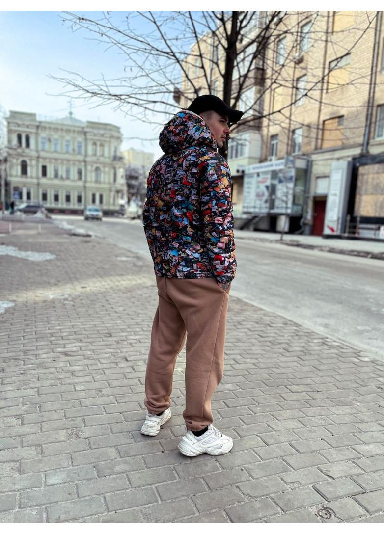 Комбинированная демисезонная демисезонный мужской яркий анорак с капюшоном. No Brand