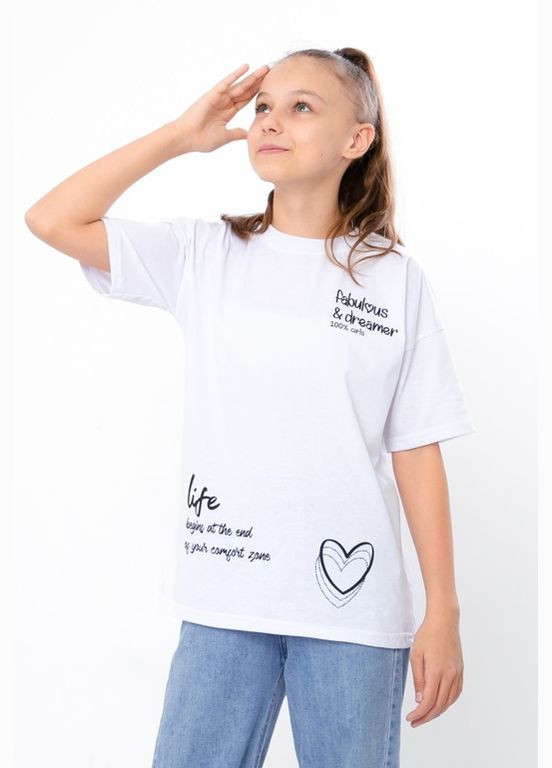 Белая летняя футболка для девочки (подростковая) Носи своє