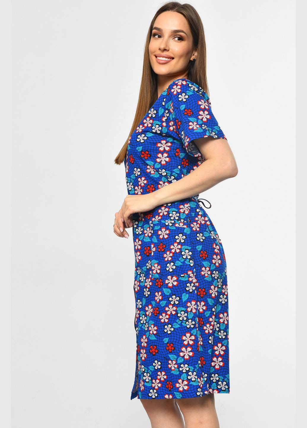 Халат жіночий напівбатальний з принтом синього кольору Let's Shop (297948931)