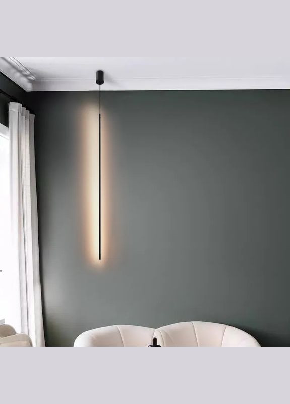 Люстра світлодіодна підвісна LED світильник для квартири на стелю лед 27104 Чорний 112-280х6х6 см. Sunnysky (364752490)