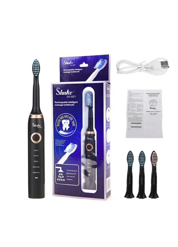 Автоматична зубна щітка електрична щітка для зубів акумуляторна Shuke SK 6OI Чорна No Brand (278633980)