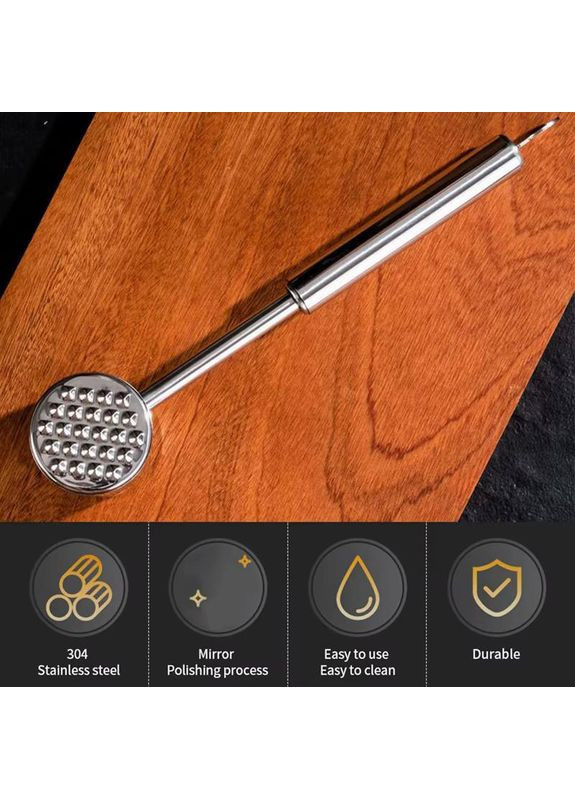 Молоток для відбивання м'яса двосторонній з нержавіючої сталі кухонний молоток для м'яса з ручкою 22см Empire (368978487)