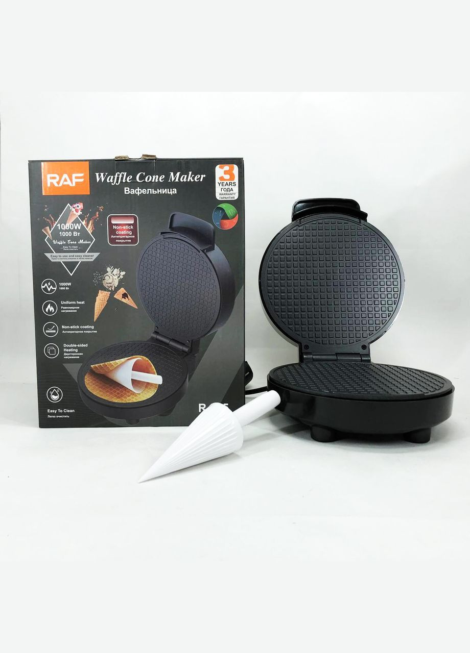 Электрическая вафельница R.565 с антипригарным покрытием и конусом для трубочек RAF (364663932)