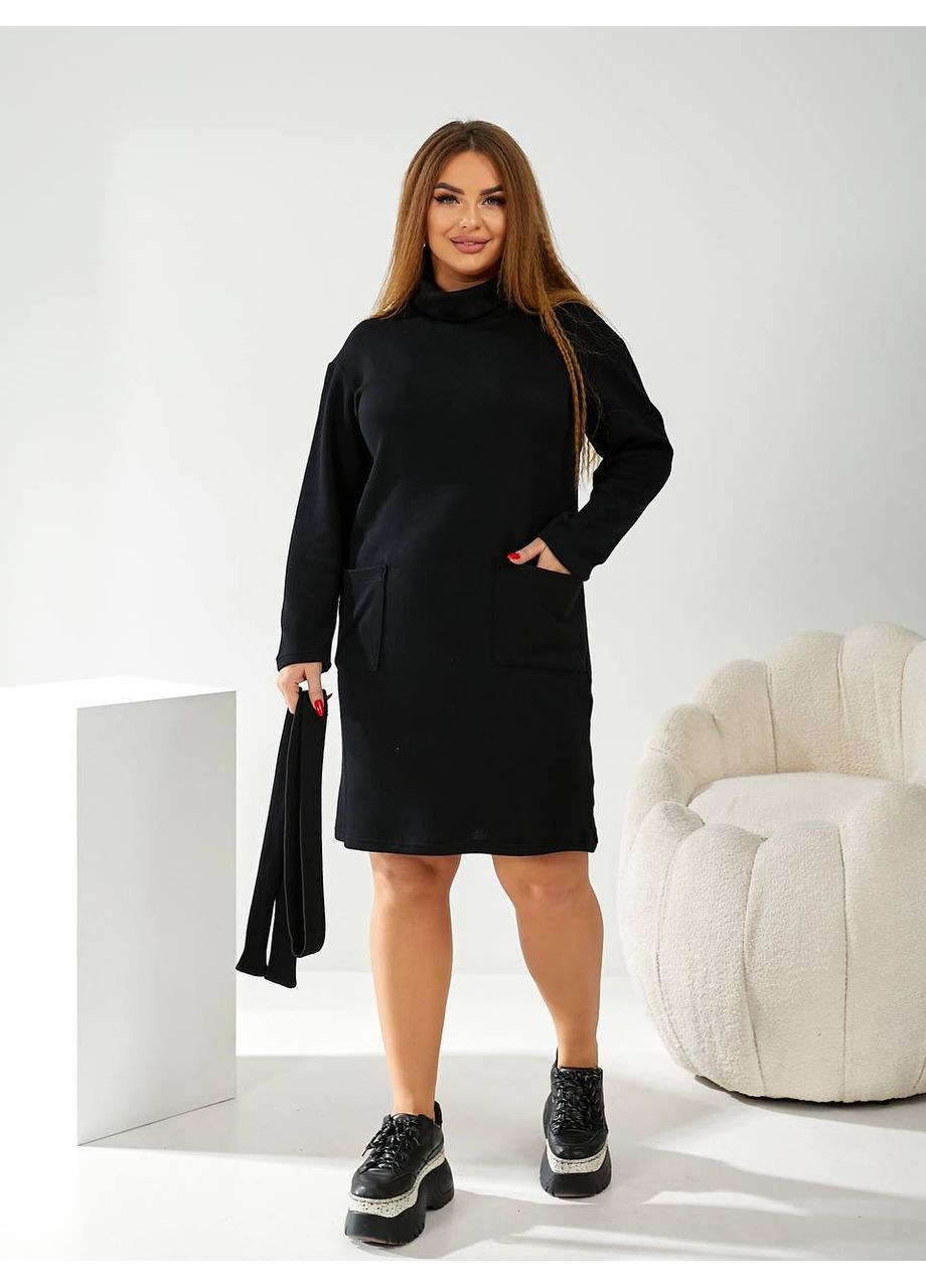 Черное праздничный, повседневный, кэжуал женское платье с ангоры Style Point однотонное