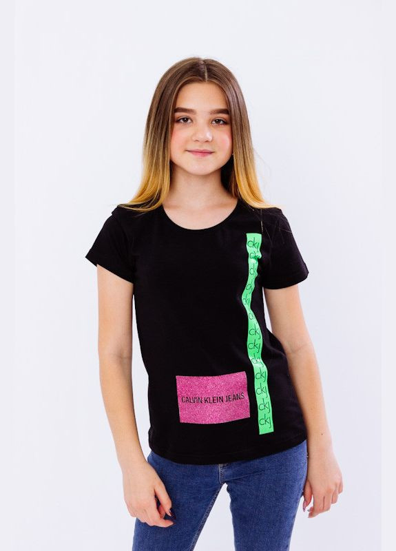 Чорна літня футболка з надписом "calvin klein" (200192-o) Носи своє