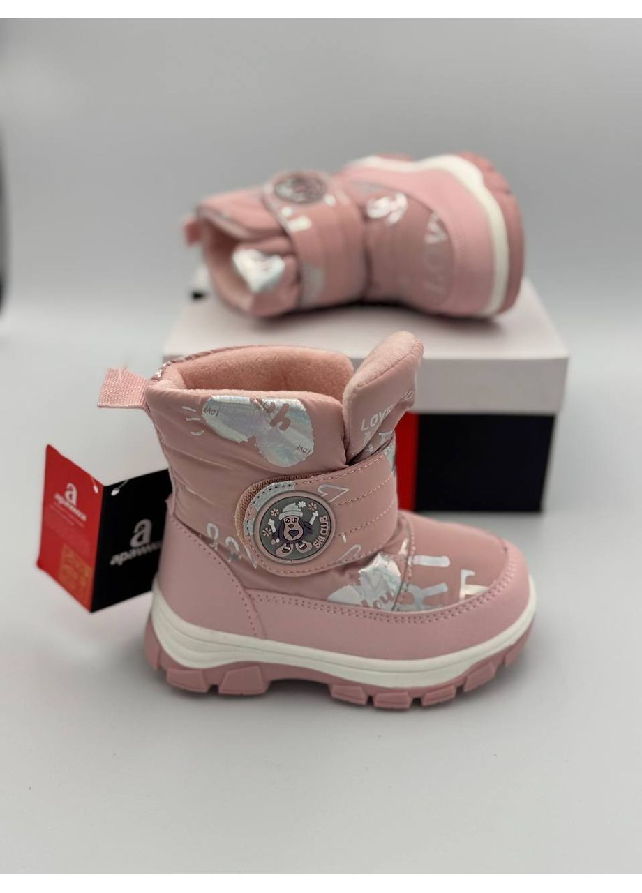 Розовые легкие и очень качественные дутики на липучке для девочек Apawwa