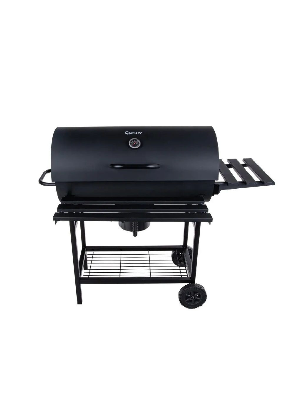 Садовый гриль мангал барбекю угольный бочкового типа с крышкой решеткой полочкой градусником на колесах (478440-Prob) Unbranded (306423352)