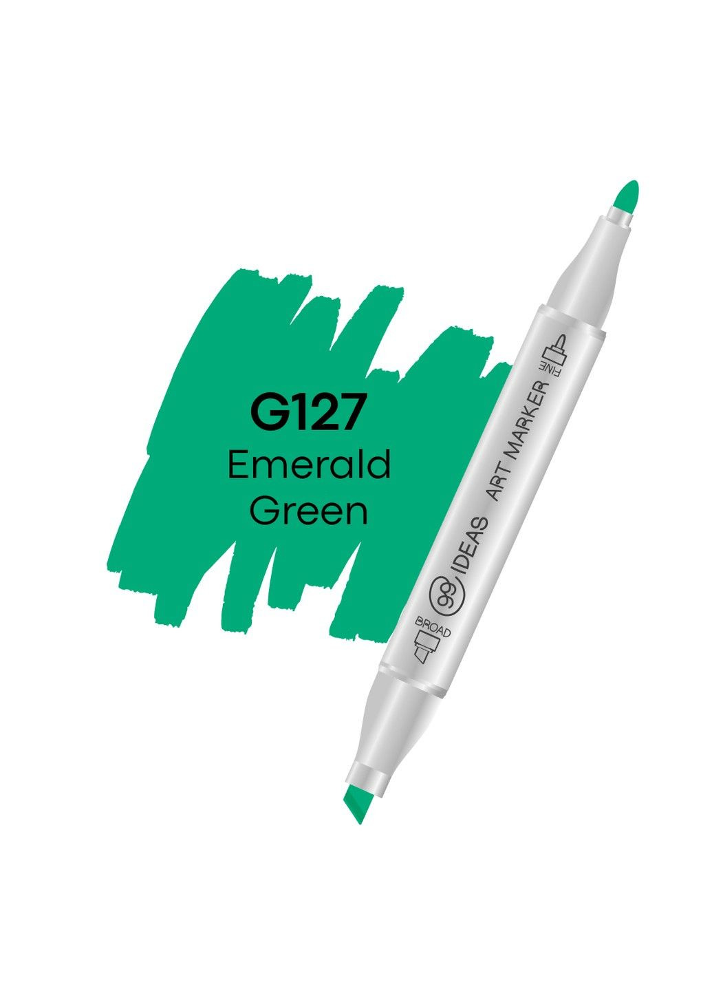 Маркер двусторонний Изумрудно-зеленый, G127, 99IDEAS (329144034)