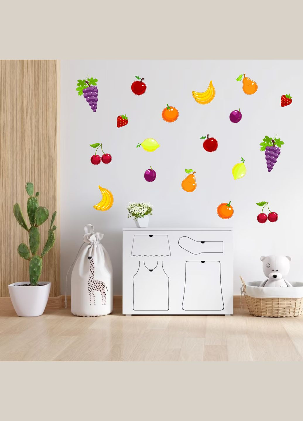 Виниловая интерьерная на стену, обои и другие поверхности "Фрукты. Набор фруктов" Кавун наклейка (316190135)