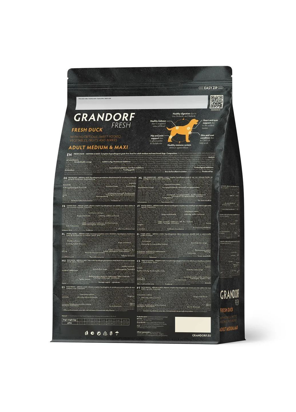 FRESH DOG ADULT MEDIUM & MAXI Duck & Sweet Potato – утка и батат для взрослых собак средних и крупных пород Grandorf (362703490)