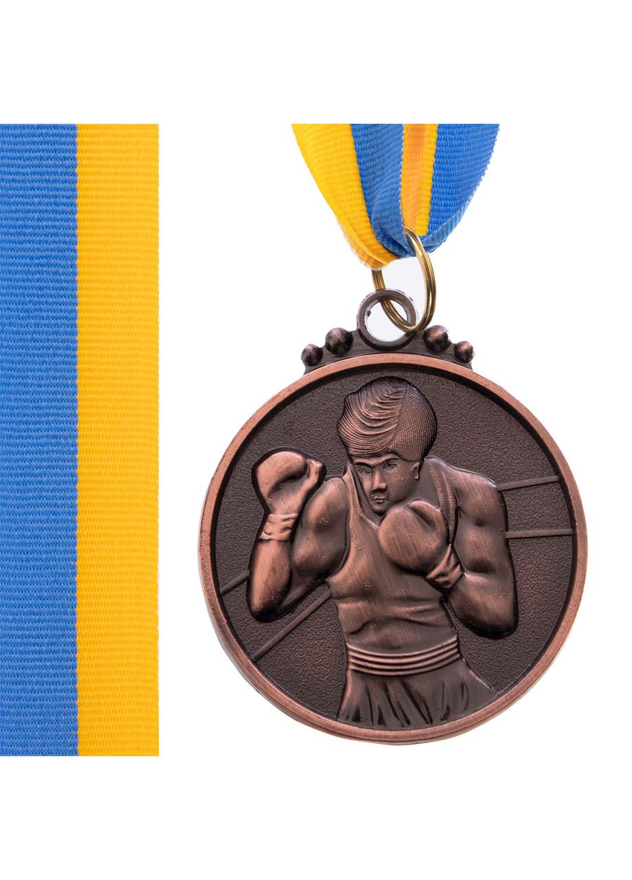Медаль спортивна зі стрічкою Бокс d-5см C-4337 (метал, d-5см, 28g бронза) SP-Sport (361436892)
