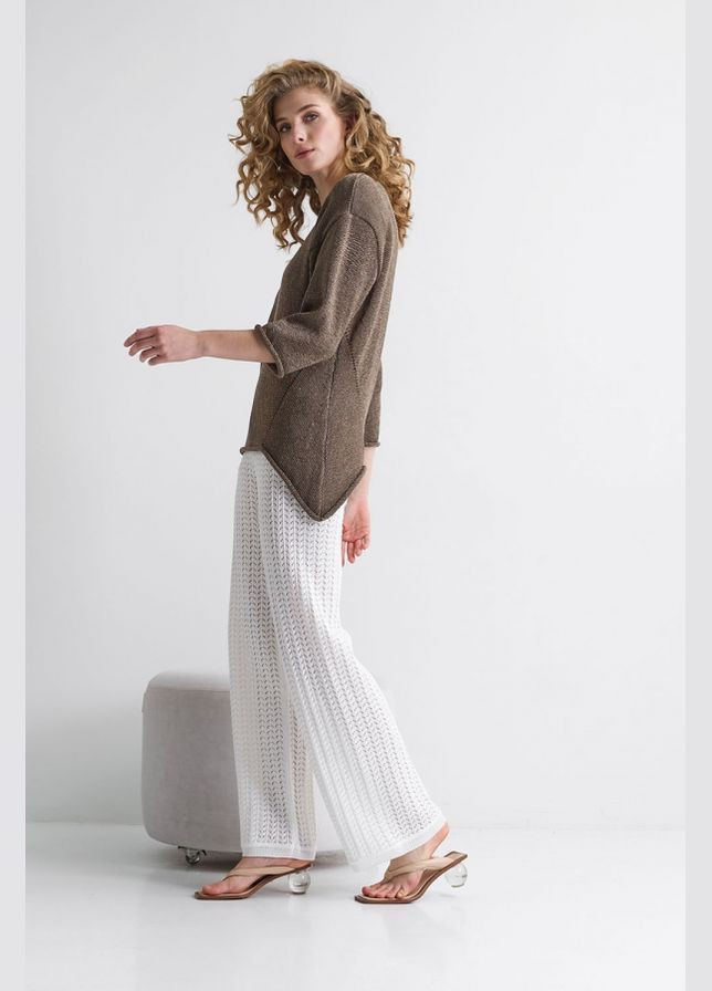 Коричневый демисезонный асимметричный джемпер свободного кроя (2728) Triko Bakh