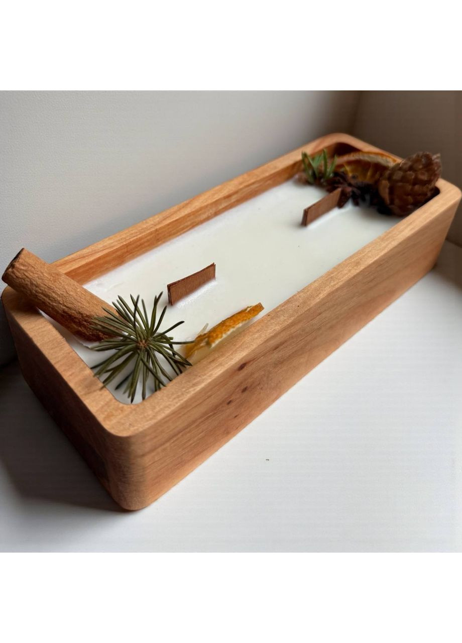 Соевая свеча в деревянном кашпо с трещащим деревянным фитилем аромат Brandied Pear (Бренди груша) Luminea (367723997)