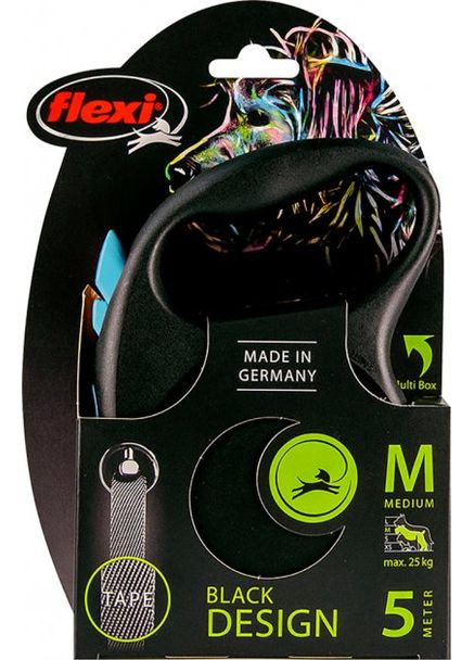 Поводок-рулетка Black Design М 5 м Черно-голубой (4000498034033) Flexi (364750837)