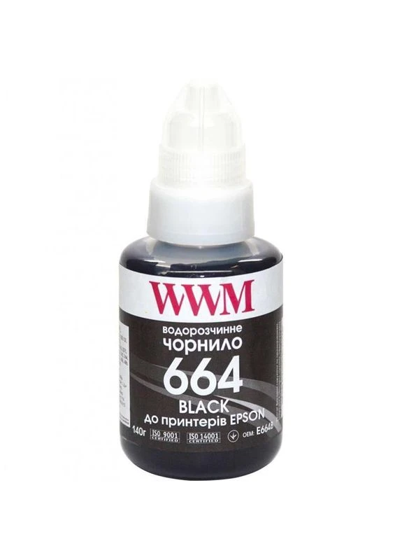 Чорнила Epson L110/210/300 Black (E664B) 140 г. Сумісність з Epson, об'єм 140 г WWM (354736022)