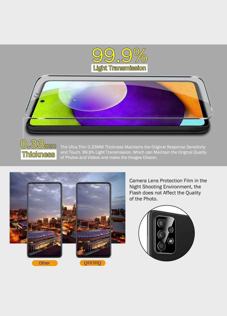 Набор защитного стекла для Samsung Galaxy A72 5G 3 для экрана, 3 для камеры No Brand (301854237)
