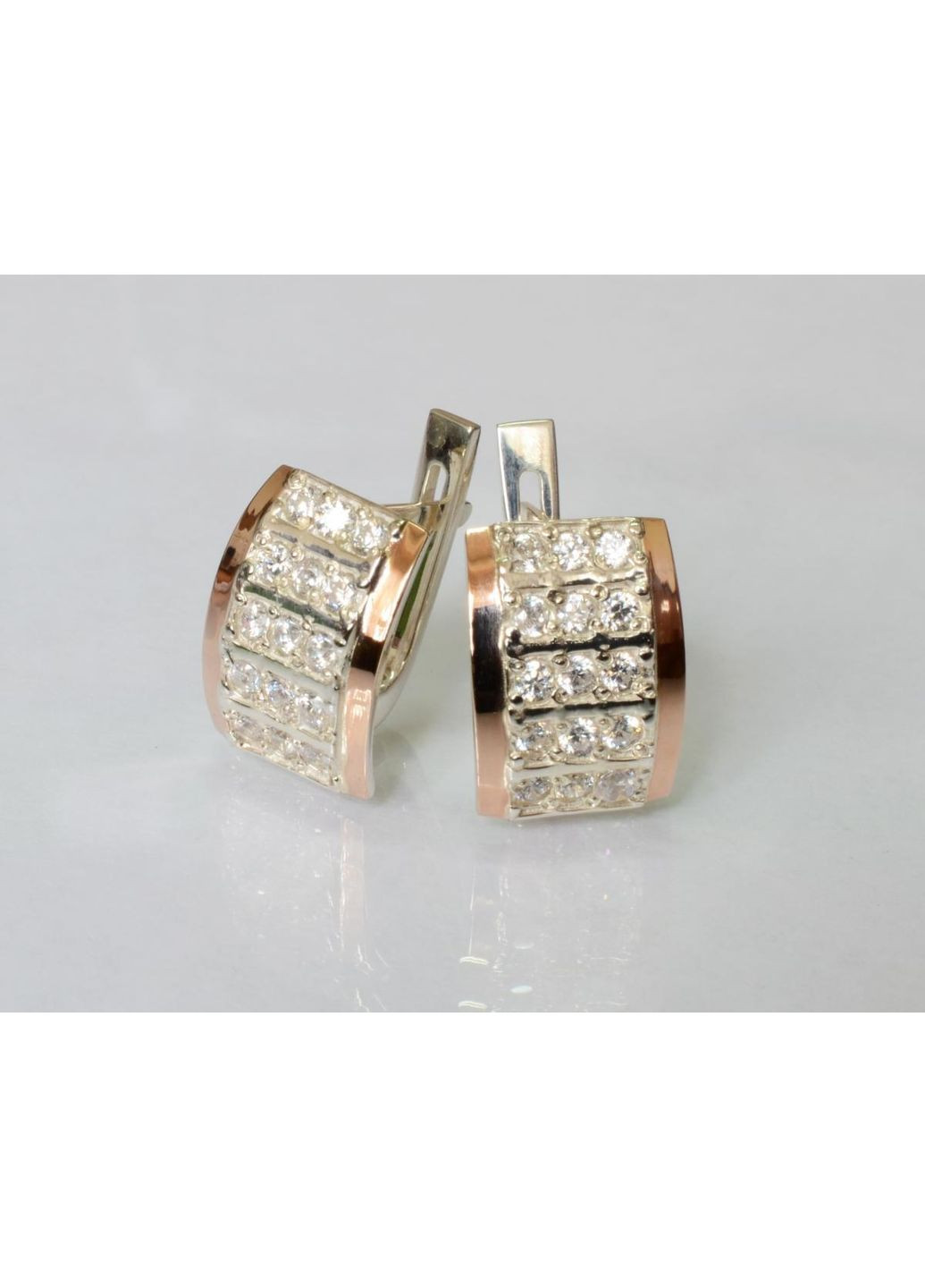 Серебряные серьги с золотыми вставками Silver Style (366813134)