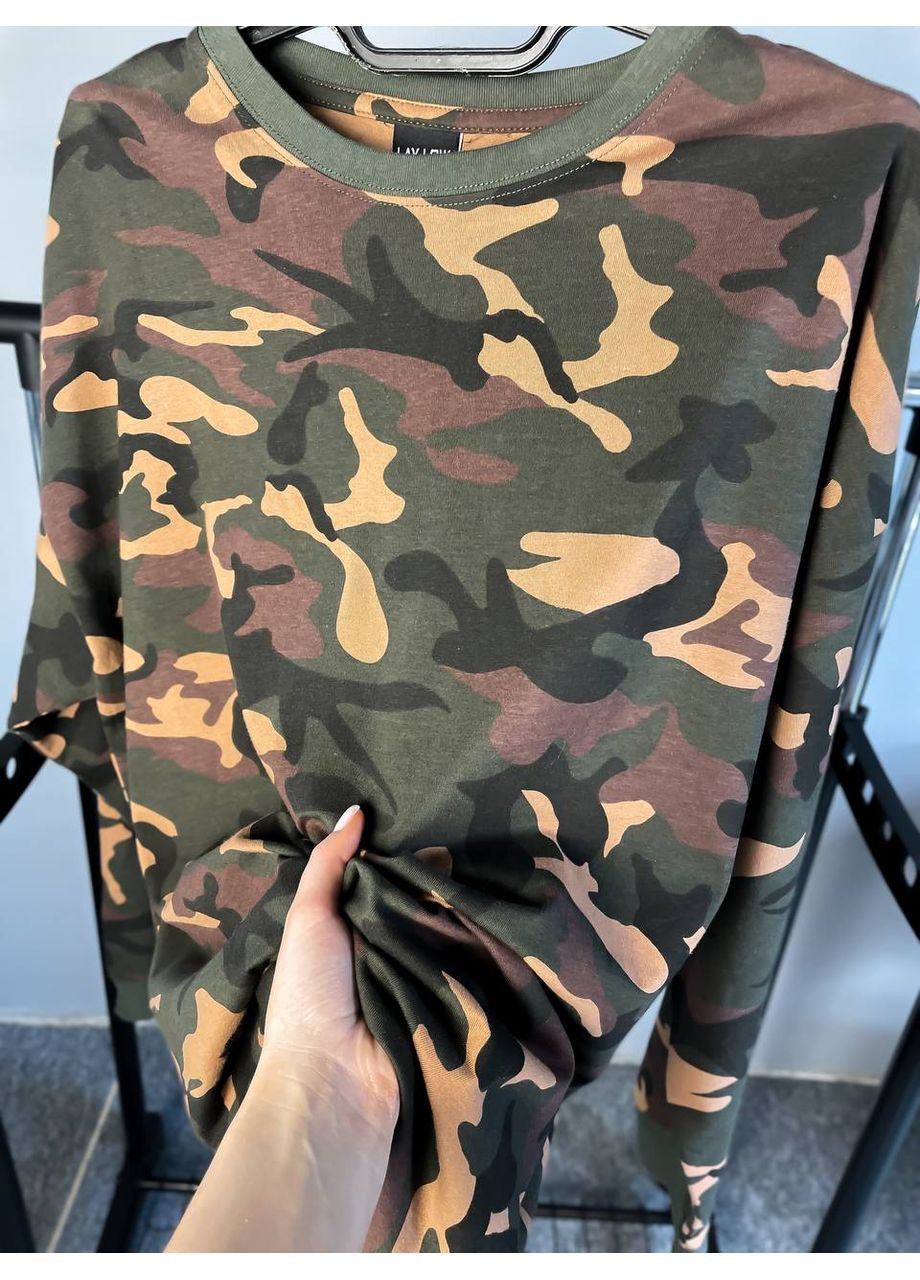 Оливковый (хаки) спортивный лонгслив No Brand