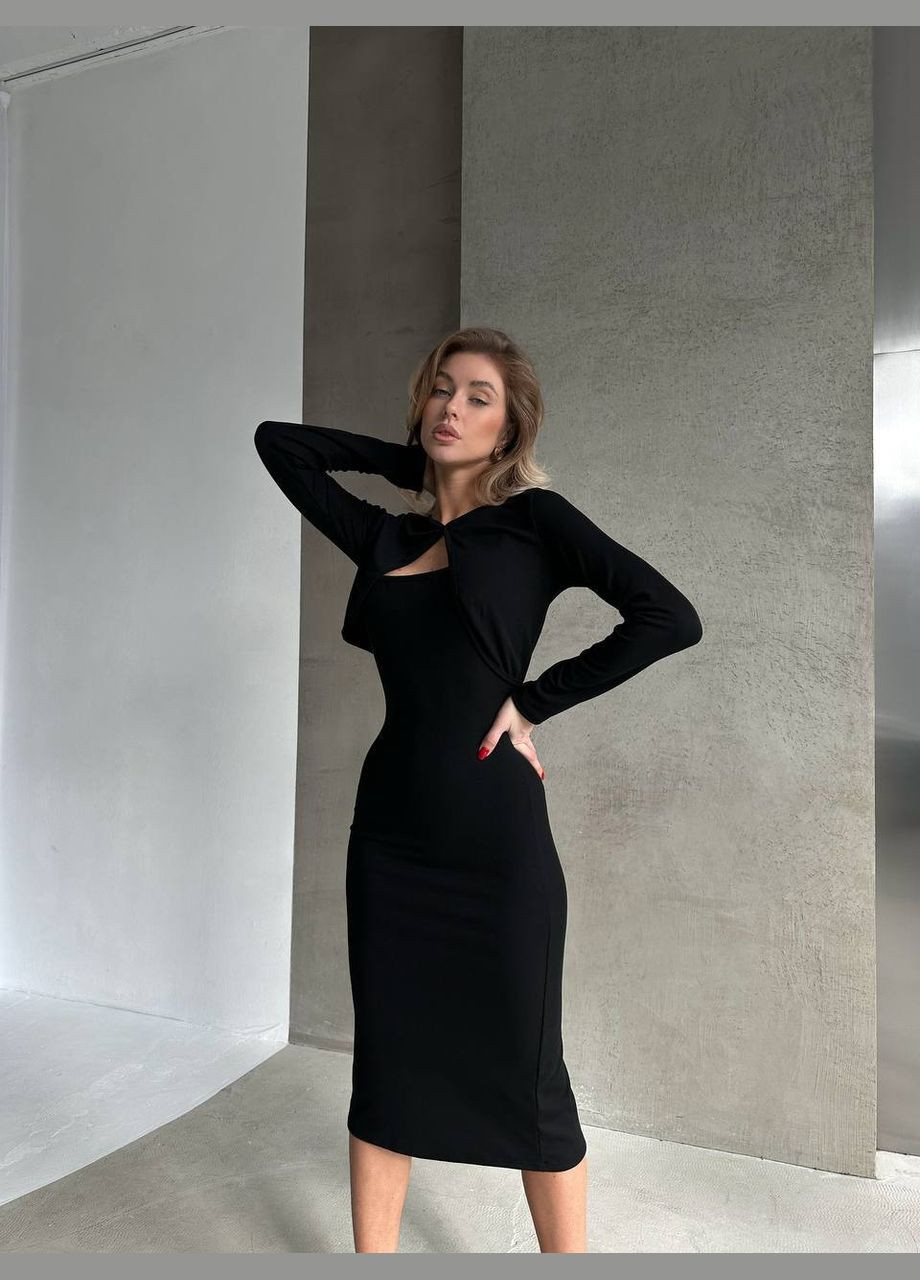 Черное праздничный, коктейльное, деловое, повседневный, кэжуал, джинсовое, вечернее платье женское No Brand однотонное