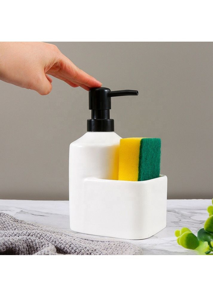 Диспенсер-дозатор для мила керамічний для ванної та кухні 380 мл, для рідкого мила та миючого засобу, No Brand (368148087)