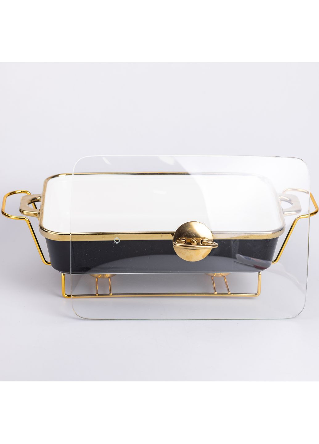 Мармитница керамическая прямоугольная Yiwu HTJ-1003 2л с подставкой черный No Brand (358885732)