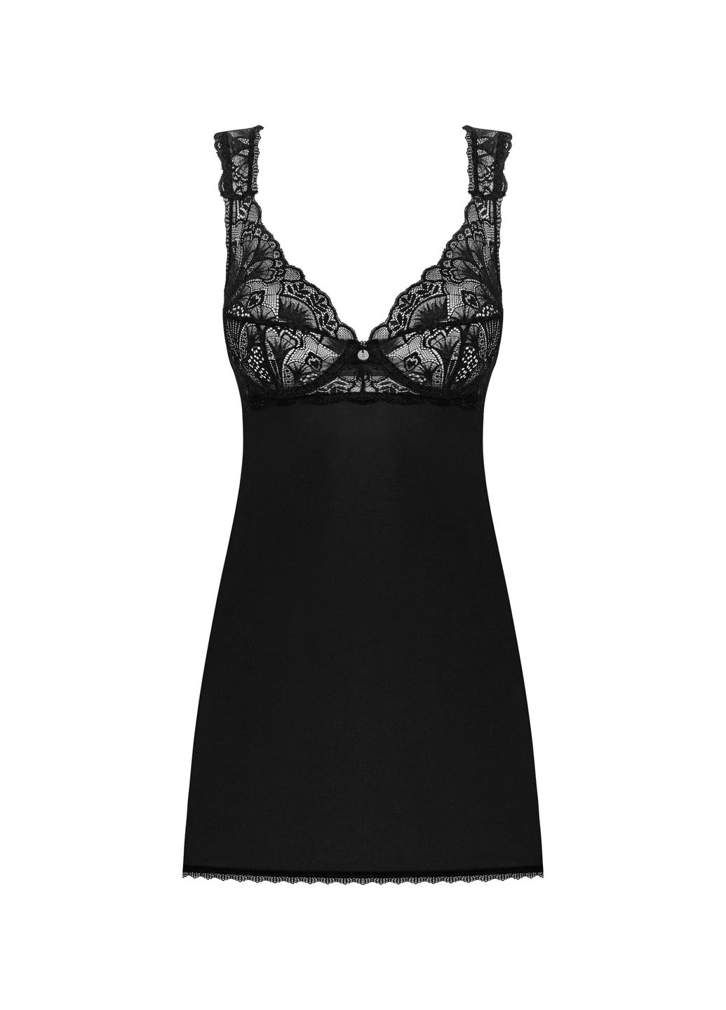 Рубашка бэби-долл с кружевом на груди Donna Dream babydoll черная - CherryLove Obsessive (282958962)