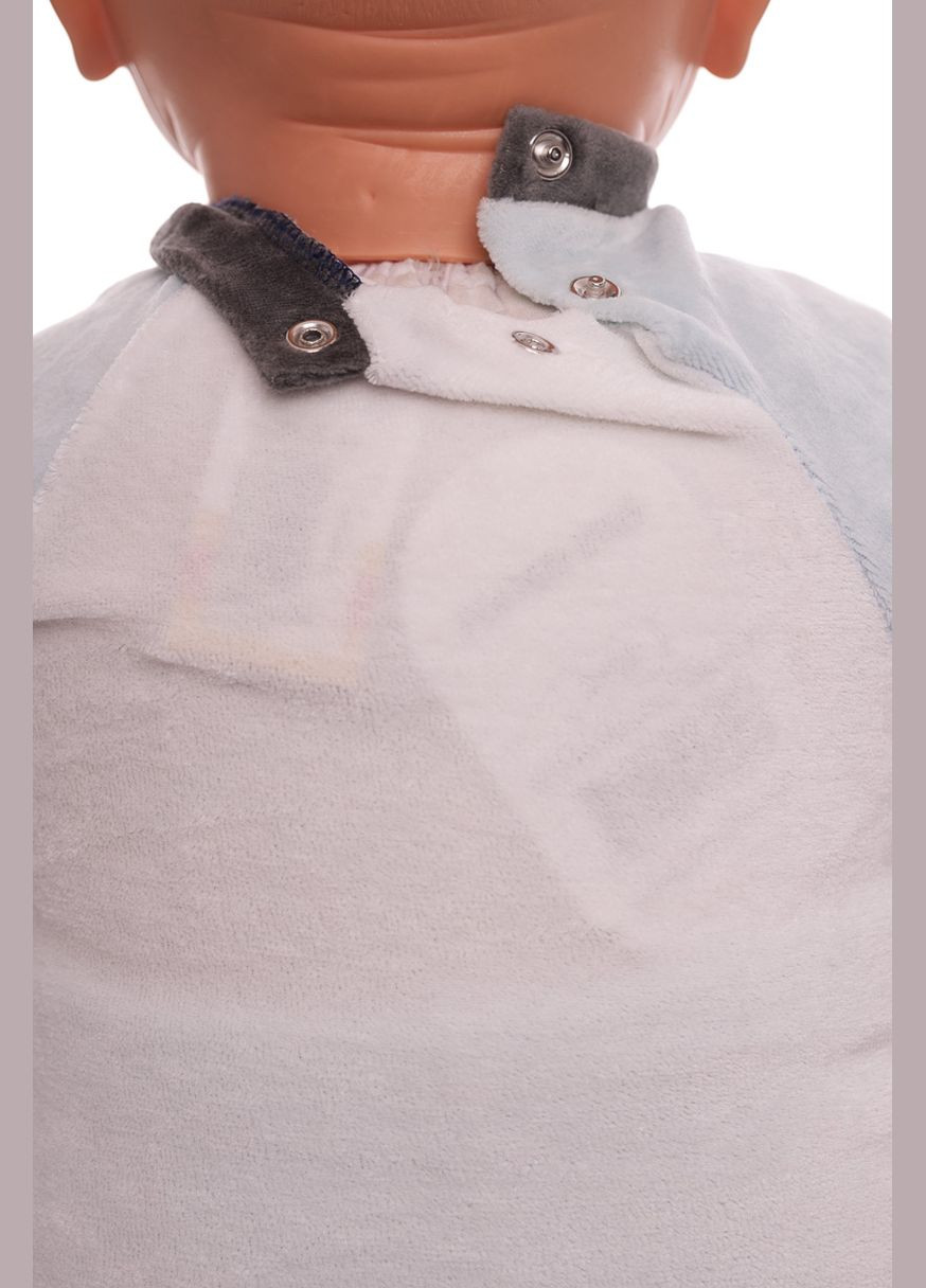 Блакитний зимній костюм з довгим рукавом для хлопчика велюровий dino синій 86 см (26637) BABYKROHA