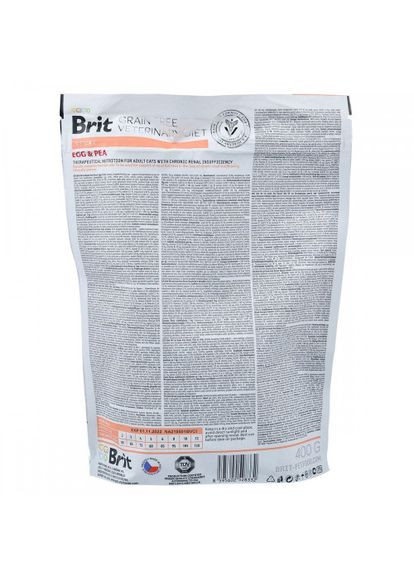Сухий корм GF VetDiet Cat Renal для котів, при захворюваннях нирок, з яйцем та горохом, 400 г Brit (322874727)