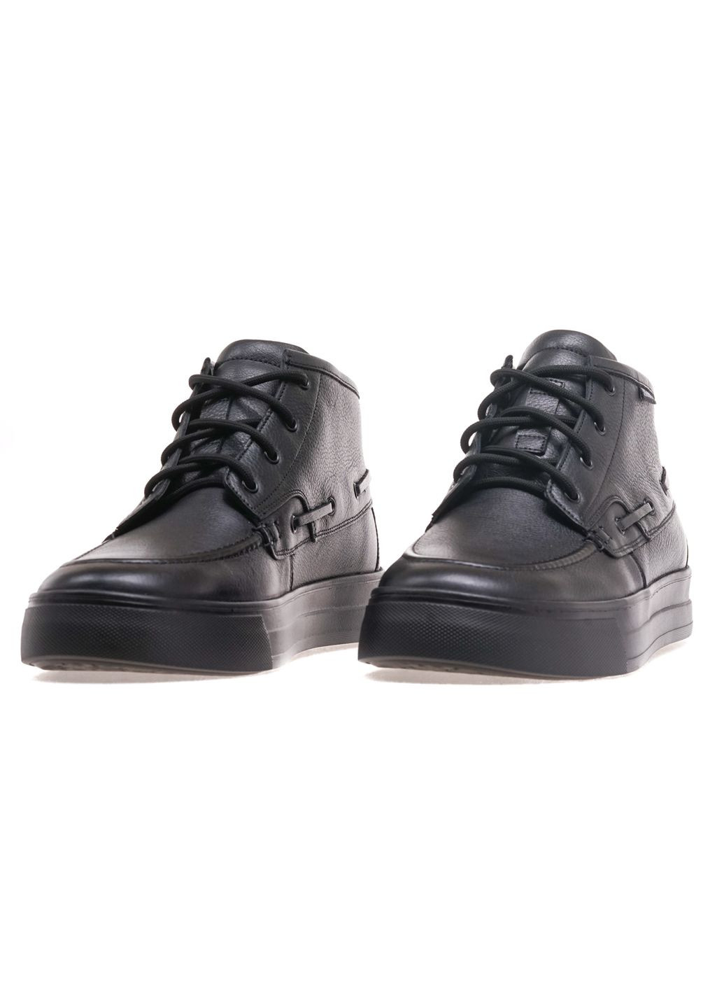 Черные зимние ботинки комфорт мужские 385-1s/black leather Ikos