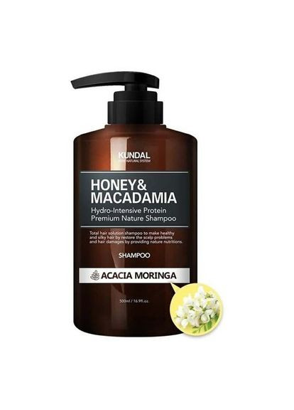 Безсульфатний шампунь Honey & Macadamia Nature Shampoo Acacia Moringa "Акація та Моринга", 500 мл Kundal (278320671)