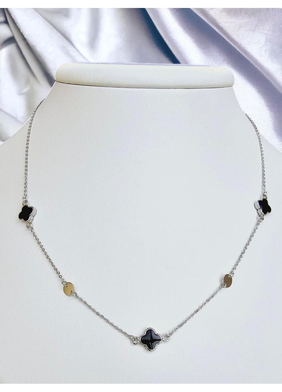 Золоте кольє «Конюшина» з чорною емаллю (40-45см) 860412в Tango (355795897)