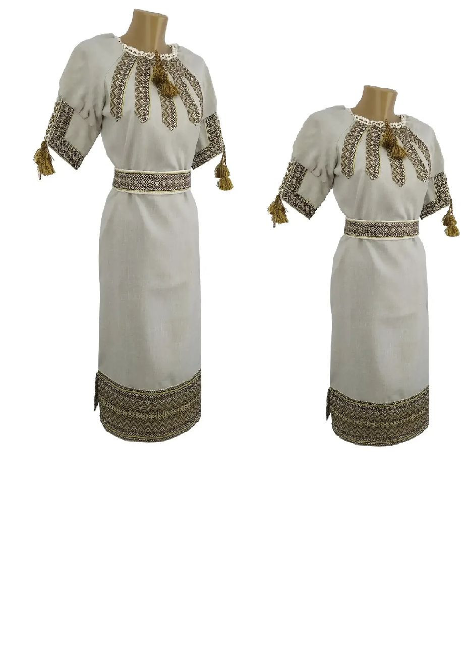 Бежева лляне плаття вишиванка для дівчинки бежеве 146 152 158 164 (366080091)