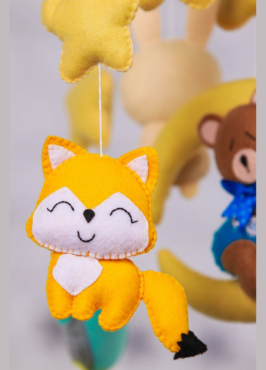 Детский музыкальный мобиль на кроватку для младенцев WooolyWool «Веселые друзья» с 35 мелодиями (М020) No Brand (342757916)