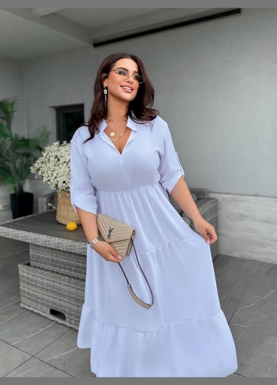 Білий повсякденний, святковий жіноча сукня максі з воланами Avanti однотонна