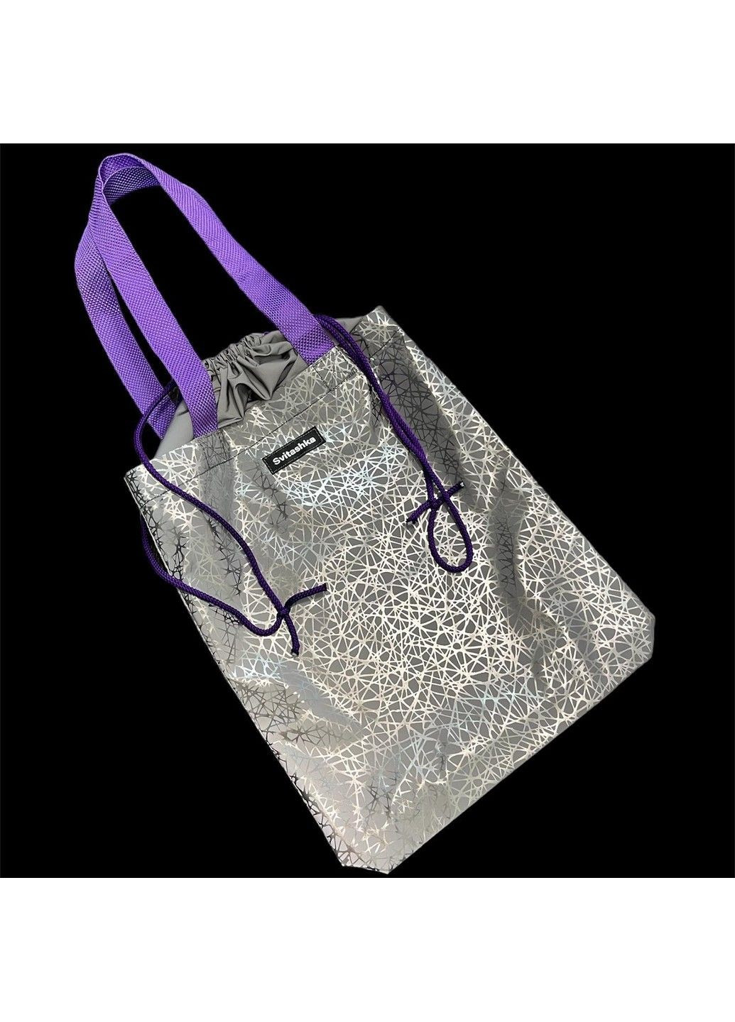 Світловідбиваючий шоппер Svitashka На завязках павутинка фіолетові ручки No Brand (303434752)