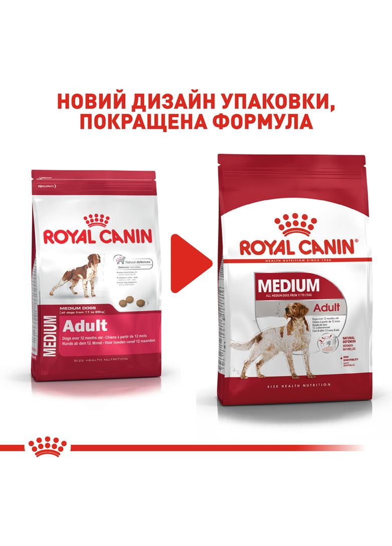 Сухой корм для взрослых собак средних пород Medium Adult старше 12 месяцев 15 кг (11422) (0262558402211) Royal Canin (279566317)