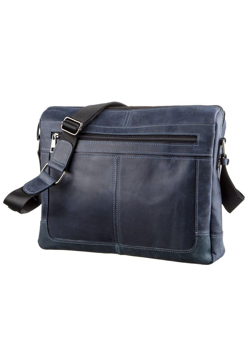 Ділова чоловіча шкіряна сумка на плече 11249 Синя Shvigel (366880572)