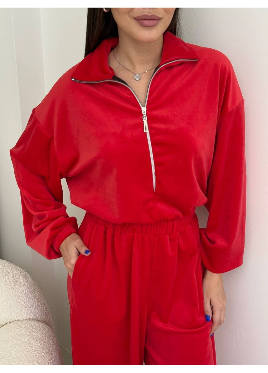 Велюровий комбінезон Україна червоний спортивний, повсякденний, джинсовий, кежуал велюр