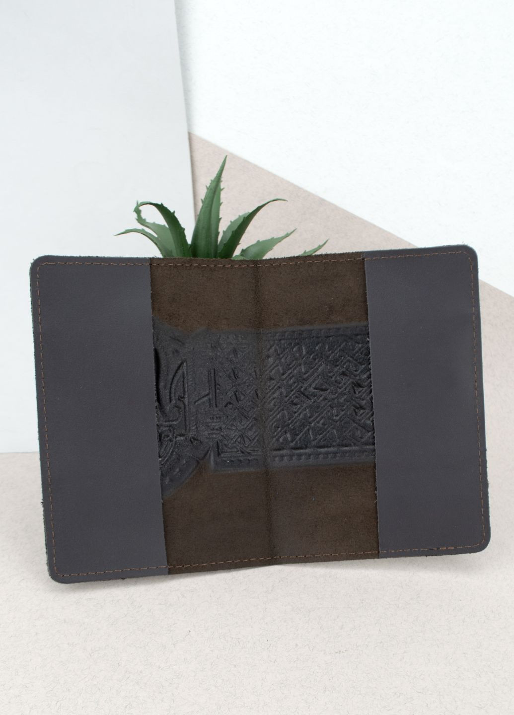 Подарунковий чоловічий набір №86: портмоне + ремень + обкладинка на паспорт (коричневий) HandyCover (278649438)