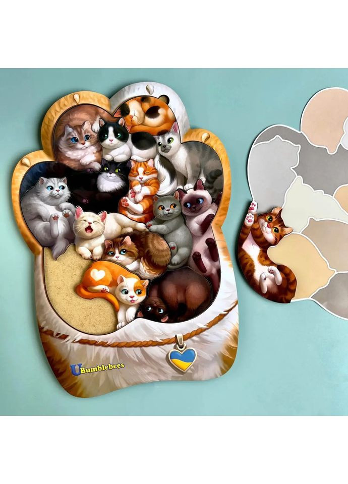 Дерев'яний пазл вкладиш «Котики-муркотики» Ubumblebees (365639925)