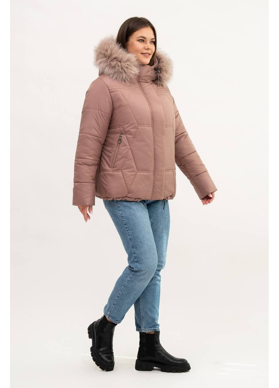 Персиковая зимняя куртка женская большого размера SK