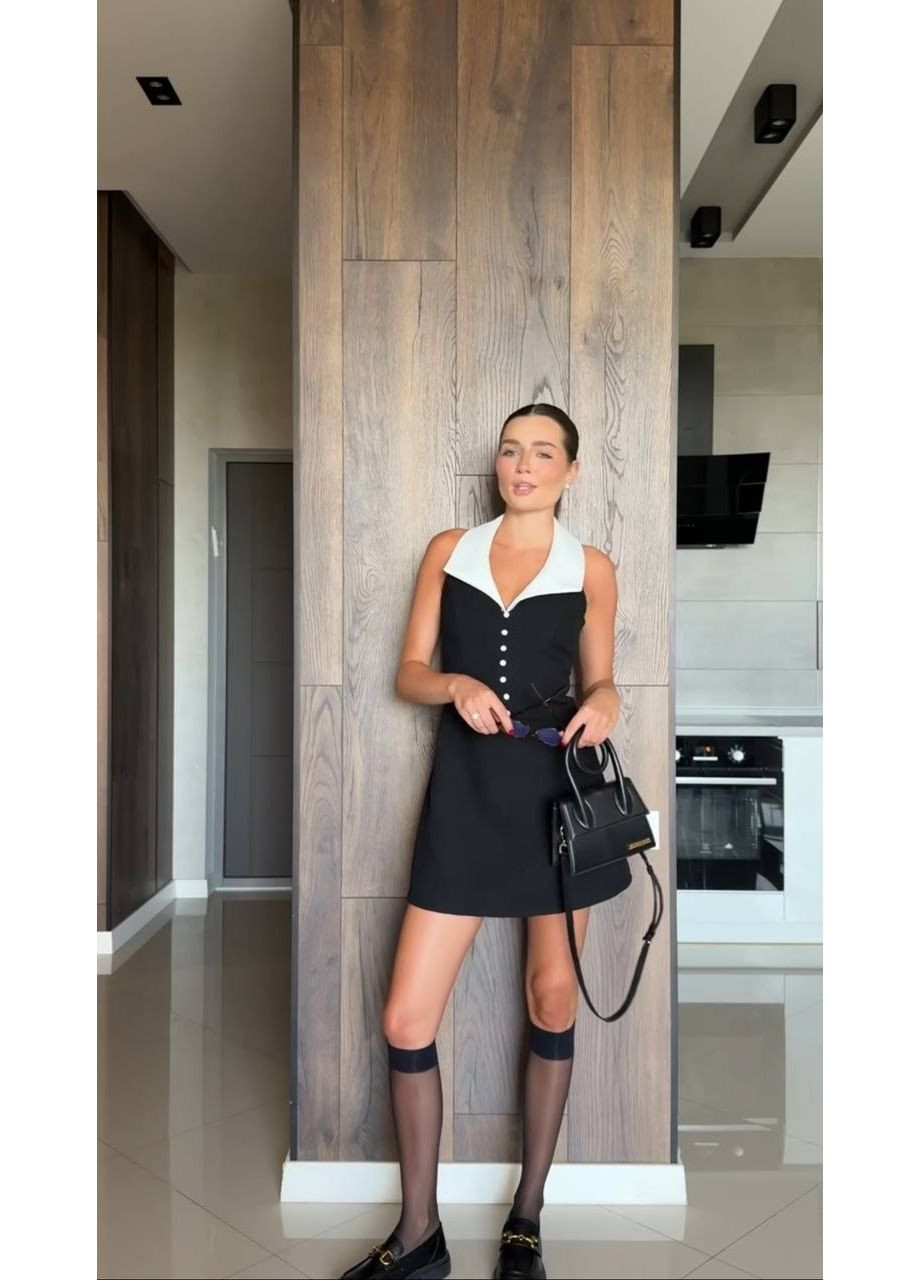 Чорна святковий, повсякденний, ділова, кежуал жіноча сукня з комірцем а-силует Avanti однотонна