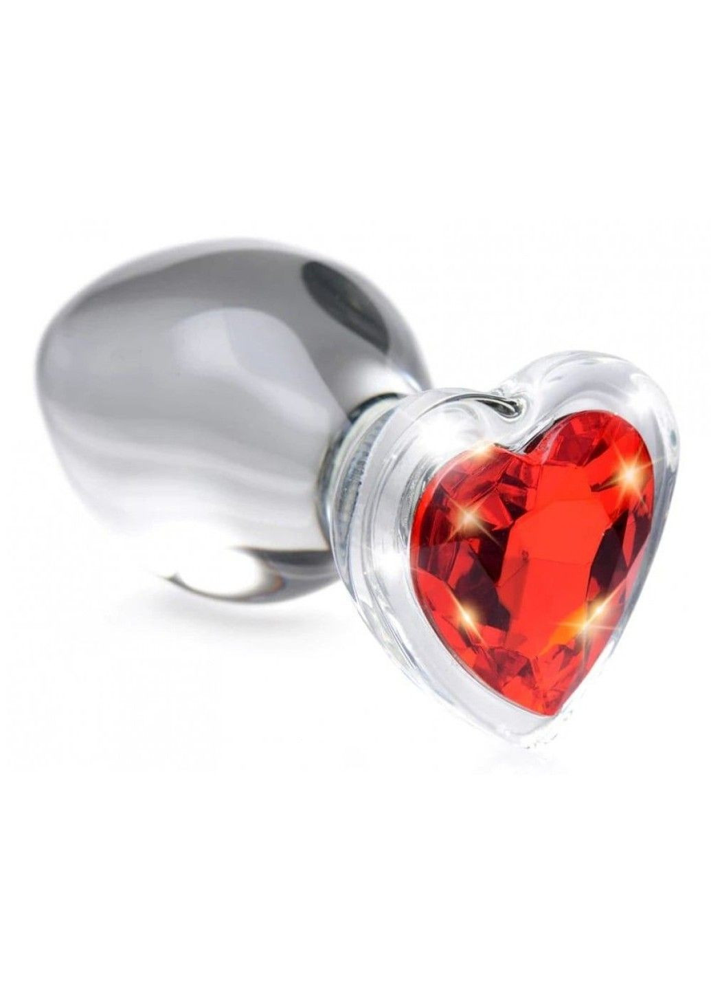 Анальная пробка со стразом Red Heart Glass Anal Plug With Gem стеклянная, Medium XR Brands (290850512)