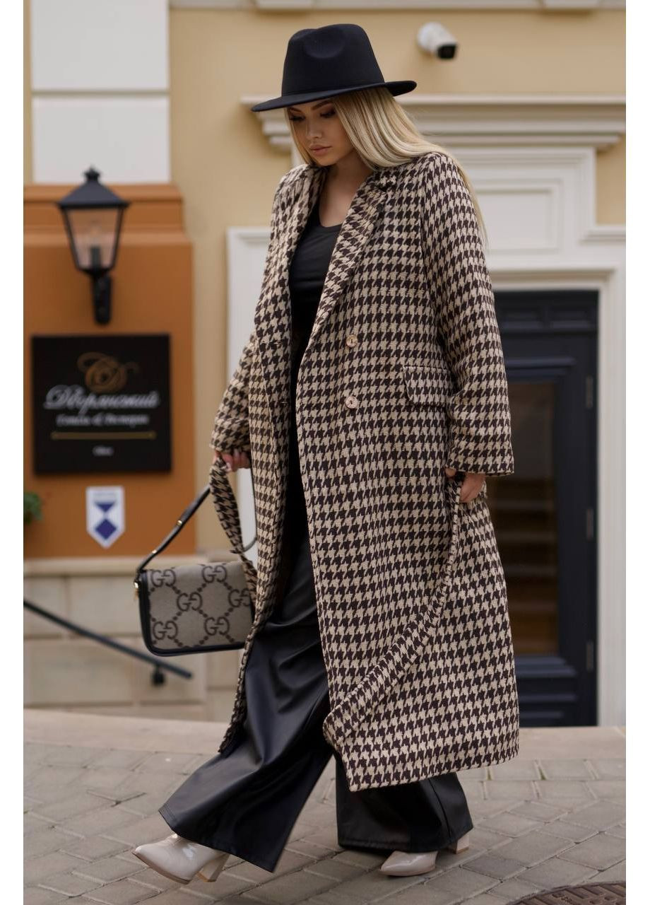 Бежевое демисезонное Пальто Утепленное на синтепоновой подкладке двубортное Україна