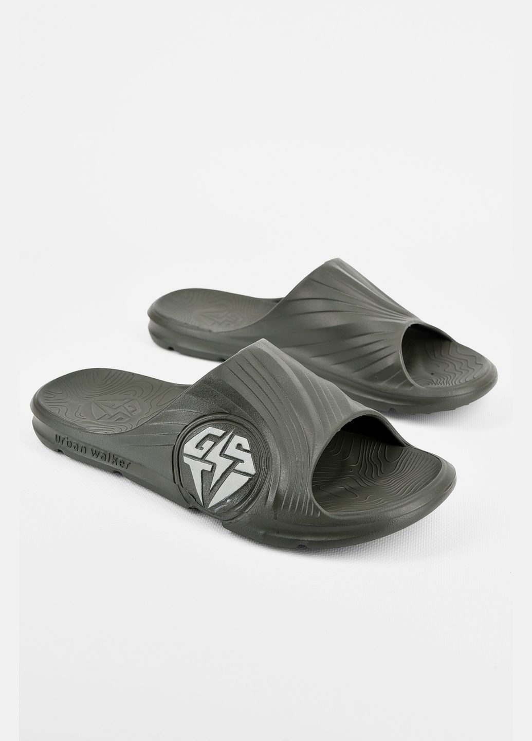 Темно-зеленые кэжуал шлепанцы мужские пена темно-зеленого цвета Let's Shop