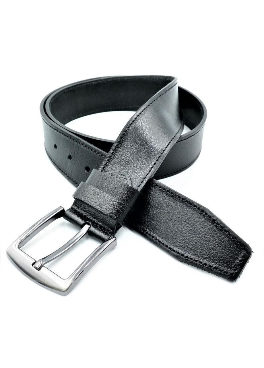 Ремінь чоловічий шкіряний Чорний 115 120 см пряжка металевий для чоловіків стильний пояс ProDobro (365731275)