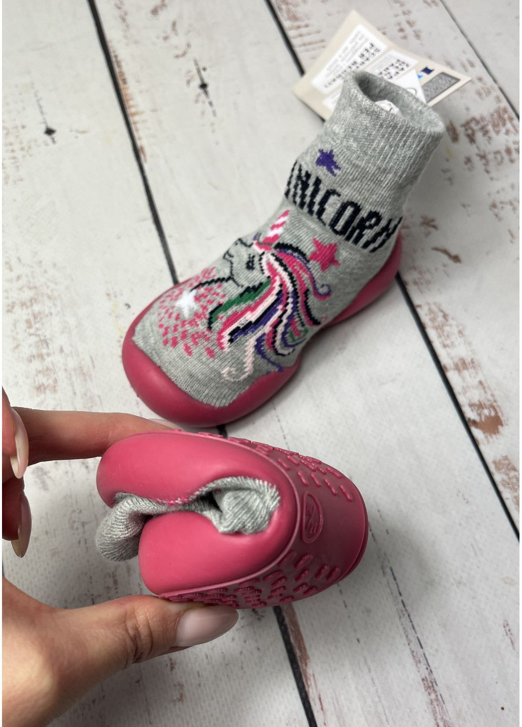 Капці-шкарпетки дитячі для дівчинки Сіро-рожевий (326) Lupilu (364927102)