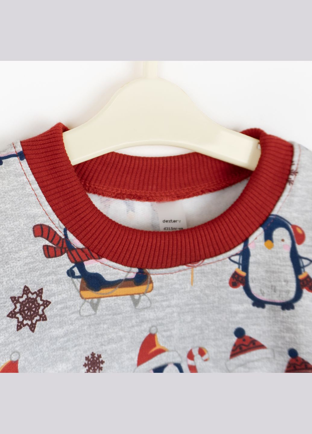 dexter's свитшот детский новогодний с начесом dexter`s с пингвинами christmas penguin серый