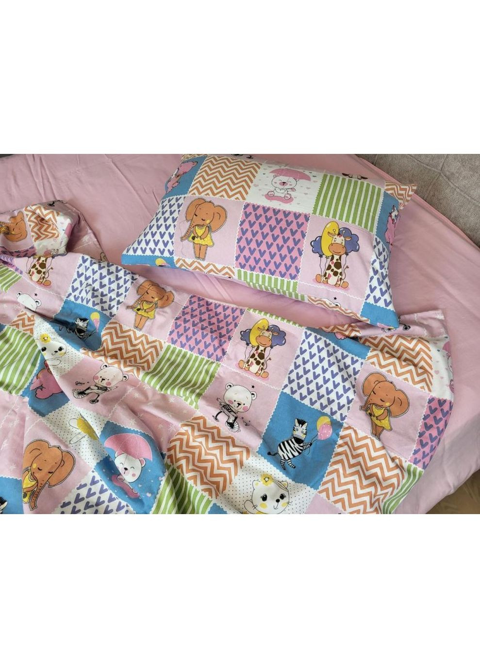 Постельное белье с резинкой Зверята/, фланель(байка) Семейный размер, наволочки 70/70 No Brand (363191602)